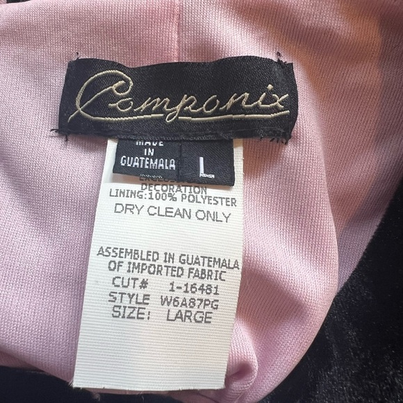 Componix NWT Black Velvet Sleeveless Sheath Dress with Pink Lining Floral Size L - Picture 5 of 5